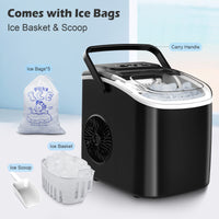 1 x RAW Customer Returns Ice Maker Cube Machine Ice Cube Machine Ice Cube Countertop Ready in 6 Minutes 2L with Ice Scoop and Basket LED Display For Home Bar Black - RRP €99.65