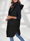 1 x RAW Customer Returns Wenrine Women s Vest Long Sleeveless Winter Quilted Vest with Hood and Pockets Casual, Black, S - RRP €55.45