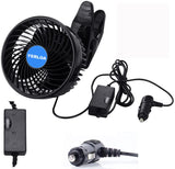 1 x RAW Customer Returns Yerloa 6 Car Fan 12V, Car Fan, 360 Degree Rotatable, Stepless Speed, Fan with Adjustable Clip and Cigarette Lighter Plug for Vehicle, Truck, Motorhome, SUV-2024 Newest - RRP €22.18