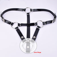 1 x RAW Customer Returns QgLust Penis Cage Cock Cage Sexy Fixed Belt Beginner Men Penis Ring Cb Panties Adjustable Chastity Belt Penis Cock Cage Male Chastity Cage Leather Belt Sex Toys for Men L  - RRP €19.66