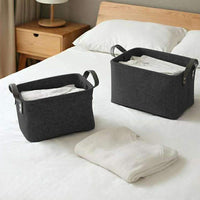 1 x RAW Customer Returns Ruucy 2 Pack Felt Storage Basket Large 39 x 29 x 25 cm, Felt Basket Storage with Two Handles, Foldable Felt Storage Box for Toys, Books, Magazines, Clothes, Towels Black, L  - RRP €20.04