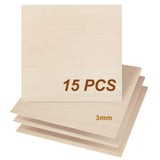 1 x RAW Customer Returns Dofiki 15pcs 3mm Plywood Basswood Sheets 300x300x3mm Craft Plywood for Laser Cutting Laser Engraving Wood Burning Construction Model, 3mm Bass Wood Sheet 1 8 x11.8 x 11.8  - RRP €35.99