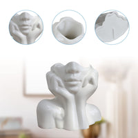 1 x RAW Customer Returns CDIYTOOL Ceramic Face Vase White Flower Vase for Decoration Female Form Head Half Body Bust Vases Minimalism Decorative Modern Nordic Style Flower Vase B  - RRP €21.6