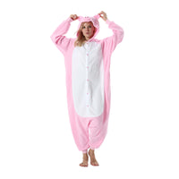 1 x RAW Customer Returns AKAAYUKO Women Men Carnival Costume Pajamas Christmas Animal Onesie Halloween Jumpsuit Pajamas Fancy Dress Jumpsuit Night Pink Pig - RRP €29.99