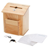 1 x RAW Customer Returns ZENFUN wooden suggestion box with 50 suggestion cards, pinewood ballot paper, comment box, donation box with lockable hinged lid for worktop or wall mounting, 22x14.5x24.5CM - RRP €33.99