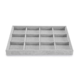 1 x RAW Customer Returns Oirlv Gray Velvet Jewelry 12 Grids Jewelry Tray, Jewelry Box Jewelry Storage Jewelry Organizer Tray - RRP €25.2