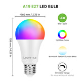 1 x RAW Customer Returns Lepro 9W E27 LED lamp, Bluetooth APP control dimmable RGBCW bulb, RGB warm white, 16 colors, equivalent to 60 W, 2700K to cold white Kelvin LED light bulb, 4 pieces energy class F  - RRP €26.99