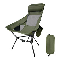 1 x RAW Customer Returns JOYART Green Camping Chair Folding Portable Very Stable Frame 150kg Small Folding Chair with Carry Bag and Pockets for Picnic Outdoor Activities Hiking - RRP €45.99