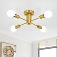 1 x RAW Customer Returns ASHUAQI Ceiling Lamp Vintage Ceiling Light Gold Bronze, 4-Flame Modern Living Room Lamp Industrial Plating Metal, E27 Socket Sputnik Chandelier Lamp for Kitchen Hallway Bedroom Dining Room - RRP €43.99