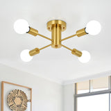 1 x RAW Customer Returns ASHUAQI Ceiling Lamp Vintage Ceiling Light Gold Bronze, 4-Flame Modern Living Room Lamp Industrial Plating Metal, E27 Socket Sputnik Chandelier Lamp for Kitchen Hallway Bedroom Dining Room - RRP €46.99