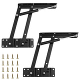 1 x RAW Customer Returns CHUEHKAK 2 pieces furniture hinge spring lift up, coffee table lifting mechanism, pneumatic, elevator, folding lift up spring hinges, lift up for coffee table, with 16 screws, black - RRP €20.99