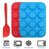 12 x Brand New Silicone muffin pan with spatula, Sourceton 3-pack muffin pan and spatula set, blue red - RRP €244.8