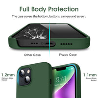 1 x Brand New Flyzoo Liquid Silicone Case for iPhone 14 Plus Case 6.7 , Scratch-Resistant Anti-Fingerprint Silicone Mobile Phone Case with All-Round Protection 4-Layer Protective Case, Raised Edge for Screen Camera, Green - RRP €17.99