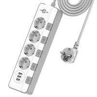 1 x RAW Customer Returns Power strip surge protection 4000W 16A , KEPLUG multiple socket with 3 USB, individually switchable wall mounting child safety lock, socket with 2 m cable 10AC  - RRP €21.77