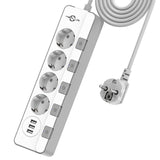 1 x RAW Customer Returns Power strip surge protection 4000W 16A , KEPLUG multiple socket with 3 USB, individually switchable wall mounting child safety lock, socket with 2 m cable 10AC  - RRP €26.99