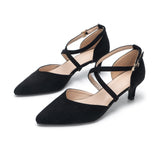 1 x RAW Customer Returns Women s Heel Shoes Cross Strap Wedding Shoes with Buckle Evening Shoes Kitten Black 39 - RRP €58.8