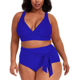 1 x RAW Customer Returns Viottiset Women s Two-Piece Bikini Tummy Control Plus Size High Waisted Cheeky Swimsuit 02 Sapphire Blue XXXX-Large - RRP €45.99