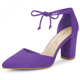 1 x RAW Customer Returns Allegra K Women s Pointed Toe Ankle Tie Chunky Heel Dress Shoes Purple 41 - RRP €52.55