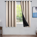 1 x RAW Customer Returns Topfinel 100 Blackout Curtains Opaque Curtains with Eyelets Beige Curtain Short Set of 2 140 x 160 cm Decoration Living Room Children s Room - RRP €33.99