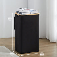 1 x RAW Customer Returns YOUDENOVA Laundry Basket with Lid 85L Narrow Large Laundry Bag Foldable Bamboo Wood Black - RRP €29.99