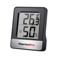 1 x RAW Customer Returns ThermoPro TP49B digital mini thermo-hygrometer thermometer hygrometer indoor temperature and humidity meter with smiley indicator for room climate control, black - RRP €8.99