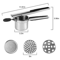 1 x RAW Customer Returns Potato press thick version, potato masher stainless steel, spaetzle press, spaghetti ice cream press, with 3 interchangeable sieves, for pressed mashed potatoes, vegetable purees, juices - RRP €16.13