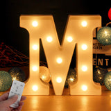 1 x RAW Customer Returns WHATOOK, LED Light Up Alphabet Letters with Wireless Timer and Dimmable Remote Control for Birthday, Party, Wedding, Holiday, Home, Bar Letter M  - RRP €24.99