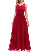 2 x Brand New DRESSTELLS Women s Evening Dress Floor Length Elegant for Wedding Chiffon Bridesmaid Dresses Lace Cocktail Dress Sleeveless Ball Gown DarkRed XL - RRP €125.98