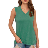 1 x RAW Customer Returns Tank Top Women Summer Sleeveless Tops Summer Fashion V-Neck Shirt Women Green, M  - RRP €19.04