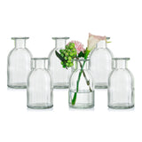 2 x Brand New Glasseam Small Glass Bud Vase, Set of 12 Clear Bottles Narrow Neck 14cm Mini Round Vases Ribbed Vintage Flowers Pampas Grass Wedding Centerpieces Living Room Table Decoration - RRP €49.96