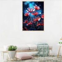 13 x Brand New 5D Diamond Painting Adults, Red Quinoa Flower Diamond Painting Pictures Full Drill, Flower DIY Diamond Painting Pictures Kits by Numbers for Children Girls Home Wall Decoration - 30x40cm LM  - RRP €265.2