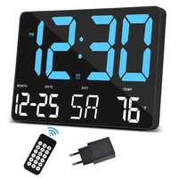 1 x RAW Customer Returns SZELAM Digital Clock Large Display, 11.5 Digital Wall Clock with Radio Remote Control, LED Oversized Wall Clock with Date Temp, 12 24H, Snooze Alarm Clock for Home Bedroom Office Gym, With Adapter - RRP €40.32