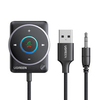 1 x RAW Customer Returns UGREEN Bluetooth Receiver 5.4 Car Bluetooth Adapter with 3.5mm AUX Jack Multifunctional Button Wireless Audio Hands-Free Call Dual Connection RGB Light for Car Radio - RRP €22.48