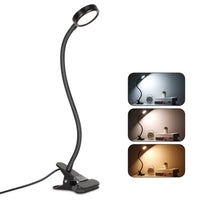 2 x RAW Customer Returns EYOCEAN reading lamp, LED bedside lamp, gooseneck clamp light, children s bed lamp, 3 modes 9 brightness levels, eye care desk lamp for office home use, adapter included, 5W, black - RRP €33.98