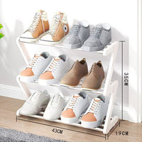 1 x RAW Customer Returns Shoe Rack Small, 3-Tier Small Shoe Rack, Mini Shoe Rack Organizer, Sturdy, Narrow Shoe Rack, Storage Organizer for Closet Entrance, Hallway, Quick Assembly, 43 x 19 x 35 cm - RRP €18.68