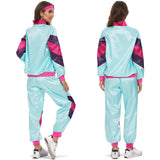 1 x RAW Customer Returns Ulikey 80s 90s Tracksuit, Retro Style Tracksuit, 80s Clothing for Men and Women with Headband Bracelets and Glasses, Adult 80s Tracksuit Costume L XL, Women  - RRP €21.73