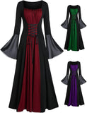 1 x RAW Customer Returns LATH.PIN Medieval Renaissance Dress for Women Gothic Vintage Dress with Corset Lacing and Flared Sleeves Halloween Dresses in A-Line Style Swinging Goth Dress - RRP €22.16