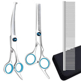 1 x RAW Customer Returns EVERESTA Dog Grooming Scissors with Safety Round Tips, Heavy Duty Titanium Pet Grooming Set, Professional Thinning Scissors, Straight Scissors with Comb for Dogs and Cats 3 Pack  - RRP €16.13