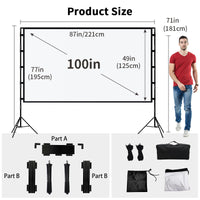 1 x RAW Customer Returns Projector Screen with Tripod, Towond 100 Inch Indoor Projector Screen Portable Outdoor Cinema Screen, 16 9 HD Rear Front Garden Projection Screen with Carrying Bag for Home Party Theater Nights - RRP €91.06