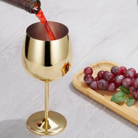 1 x RAW Customer Returns Livole Red Wine Glasses Set, 18 oz 550 ml Wine Glasses Made of Stainless Steel, Champagne Glasses, Large Bellied Cups, Cocktail Glasses with Stem, Wine Glass Set for Cocktails, Red Wine, Gold Pack of 4  - RRP €35.28