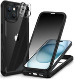 1 x RAW Customer Returns CENHUFO Privacy Case for iPhone 15, with Built-in Privacy Tempered Glass Screen Protector and Camera Protection Film 360 Degree Cell Phone Case Protective Case Shockproof Anti Spy Cover Full Body Case - Black - RRP €17.99