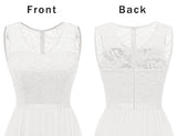 1 x RAW Customer Returns DRESSTELLS Women s Evening Dress Long Elegant for Wedding Chiffon Bridesmaid Dresses Floor-Length Cocktail Dress Lace Sleeveless Ball Gown White 2XL - RRP €57.05