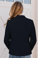 1 x RAW Customer Returns CZIMOO Women s Plain Blazer Half Sleeve Elegant Business Office Jacket Slim Fit Open Front Cardigan with Pockets Dark Blue S - RRP €36.29