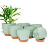 1 x RAW Customer Returns CSYY Flower Pot, Pack of 7 Plastic Flower Pots with Irrigation System 20.3 19 17.7 16.5 15.2 14 12.7cm, Plant Pot Self-Watering Planter with Saucer, Suitable for Indoor and Outdoor Use, Green... - RRP €23.99