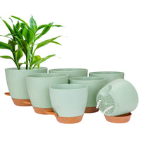 1 x RAW Customer Returns CSYY flower pot, 7 pieces plastic flower pot with watering system 20.3 19 17.7 16.5 15.2 14 12.7cm, plant pot self-watering planter with saucer, suitable for indoor and outdoor use - RRP €22.99