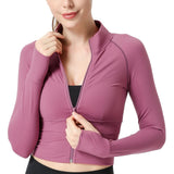 1 x Brand New SEAUR Tops Women s Athletic Thin Comfort Crop Breathable Jacket Clothing Thermal Full Zip Sweat Jacket Sports Jacket for Yoga Fitness Running Training - RRP €35.99