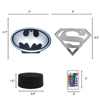 1 x RAW Customer Returns 2 in 1,Batman,Superman,Superhero,3D illusion LED Anime lamp,16 color RGB remote control,desk night light - RRP €19.67