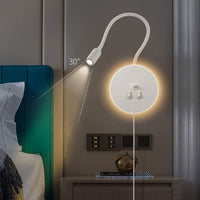 1 x RAW Customer Returns AWEKLIY LED Wall Lamp, Flexible Gooseneck Bedside Reading Lamp, with USB Charging Port, Bedroom Ambient Light Night Light Spotlight 3W 3000K 8W 6000K White - RRP €35.09