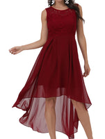 1 x RAW Customer Returns Laorchid women s formal dress evening dress sleeveless ladies elegant cocktail dress summer dress lace dress chiffon dress bridesmaid dresses knee-length a line wedding burgundy red M - RRP €57.47