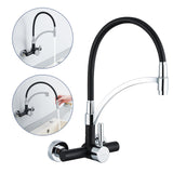 1 x RAW Customer Returns Kitchen faucet wall faucet kitchen sink black, Dolinvo faucet kitchen wall mounted with 360 rotatable, single lever sink faucet mixer tap wall fitting faucet, scalding protection silicone cover - RRP €57.8